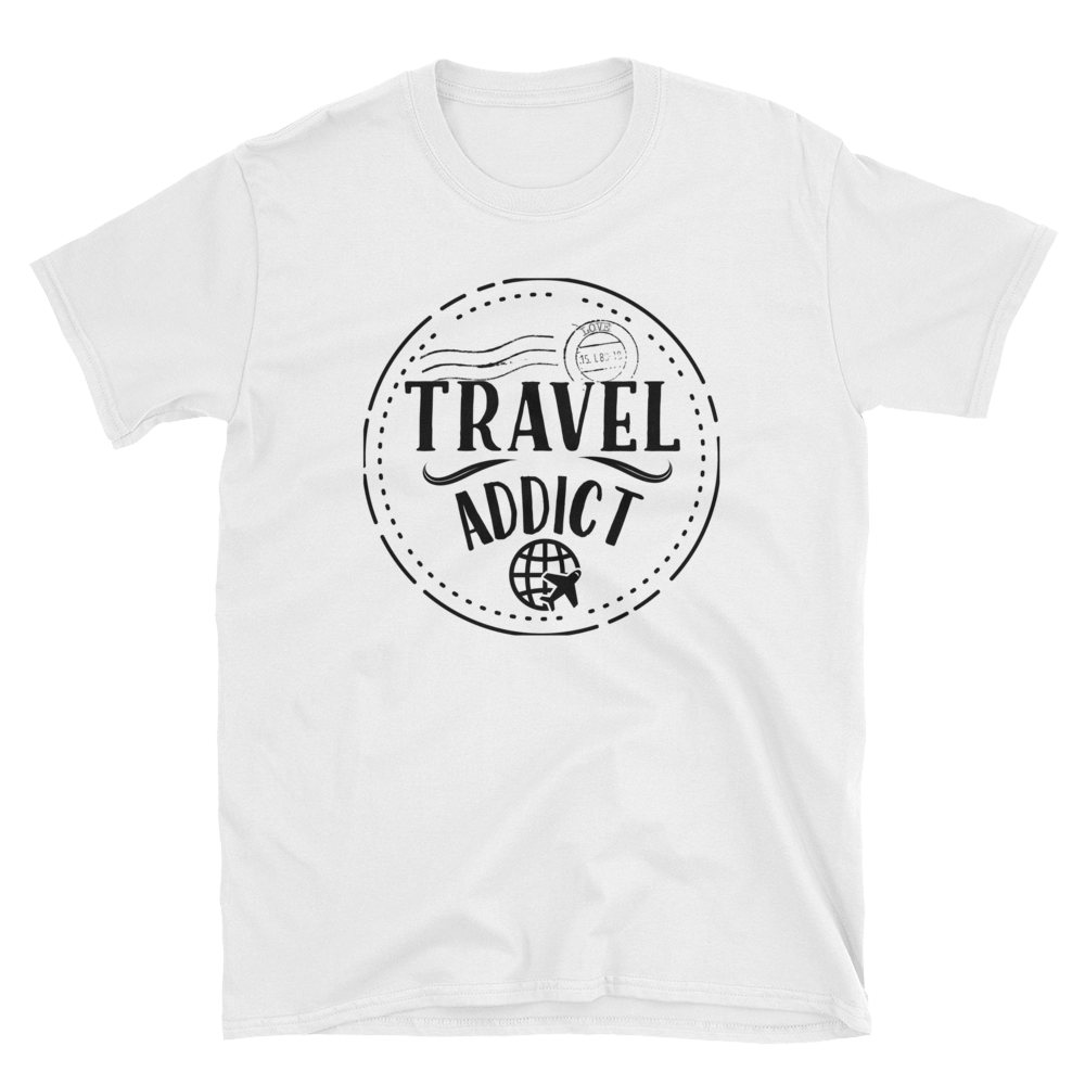 Travel Addict Passport Stamp T-Shirt - Travel Suppliers Plus