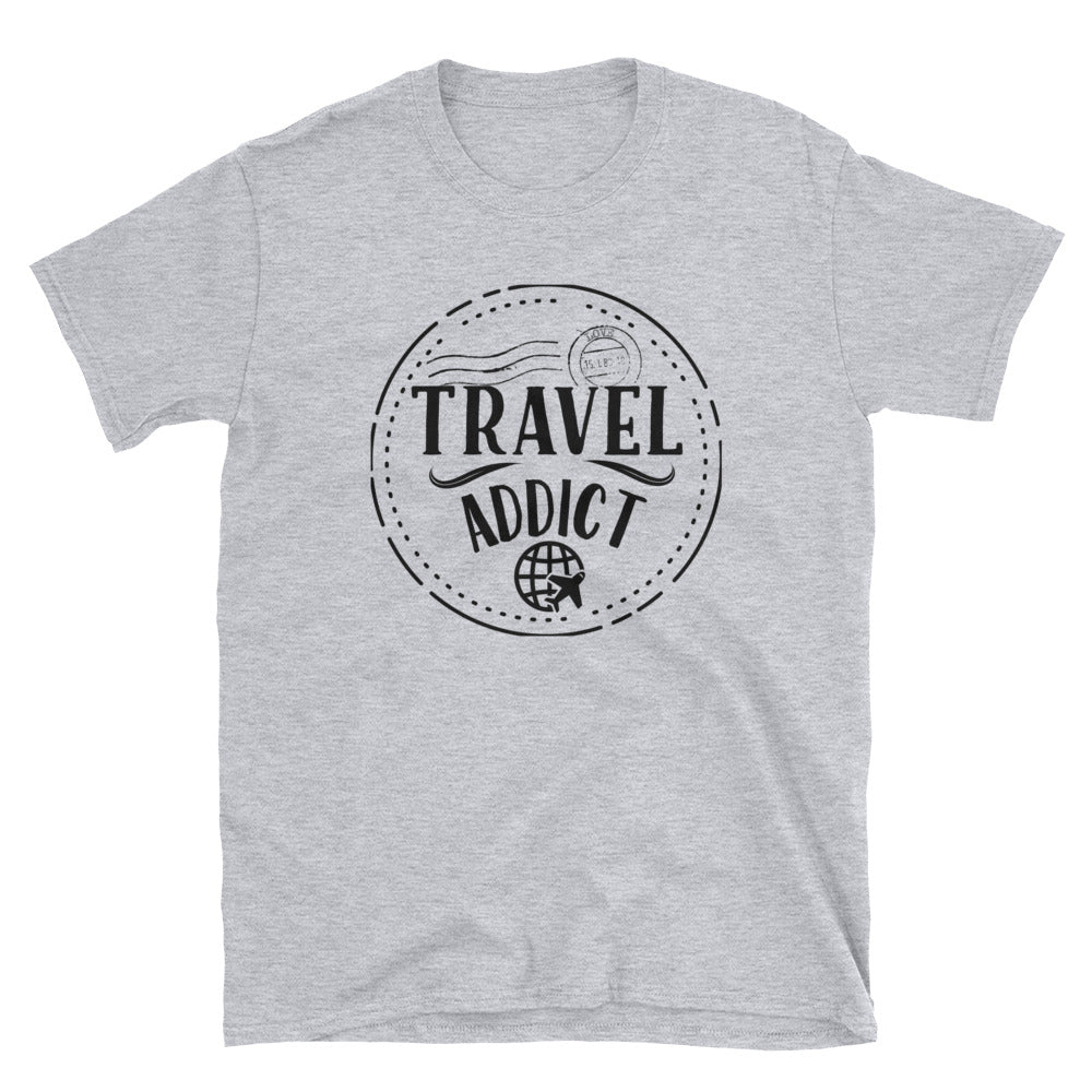 Travel Addict Passport Stamp T-Shirt - Travel Suppliers Plus